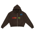 Aim For The Sky Boxy Zip-Up Hoodie (brown)